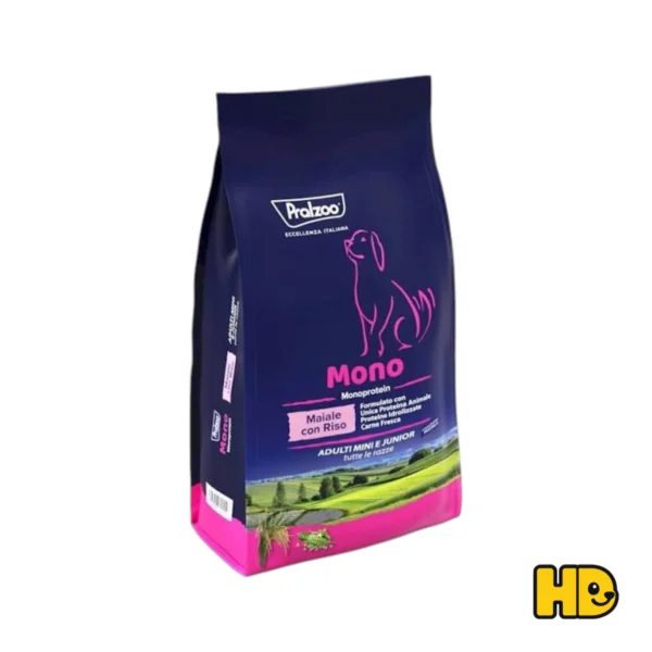 Pralzoo Mono Maiale Riso 2 kg – crocchette per cani Mini e Junior con maiale e riso