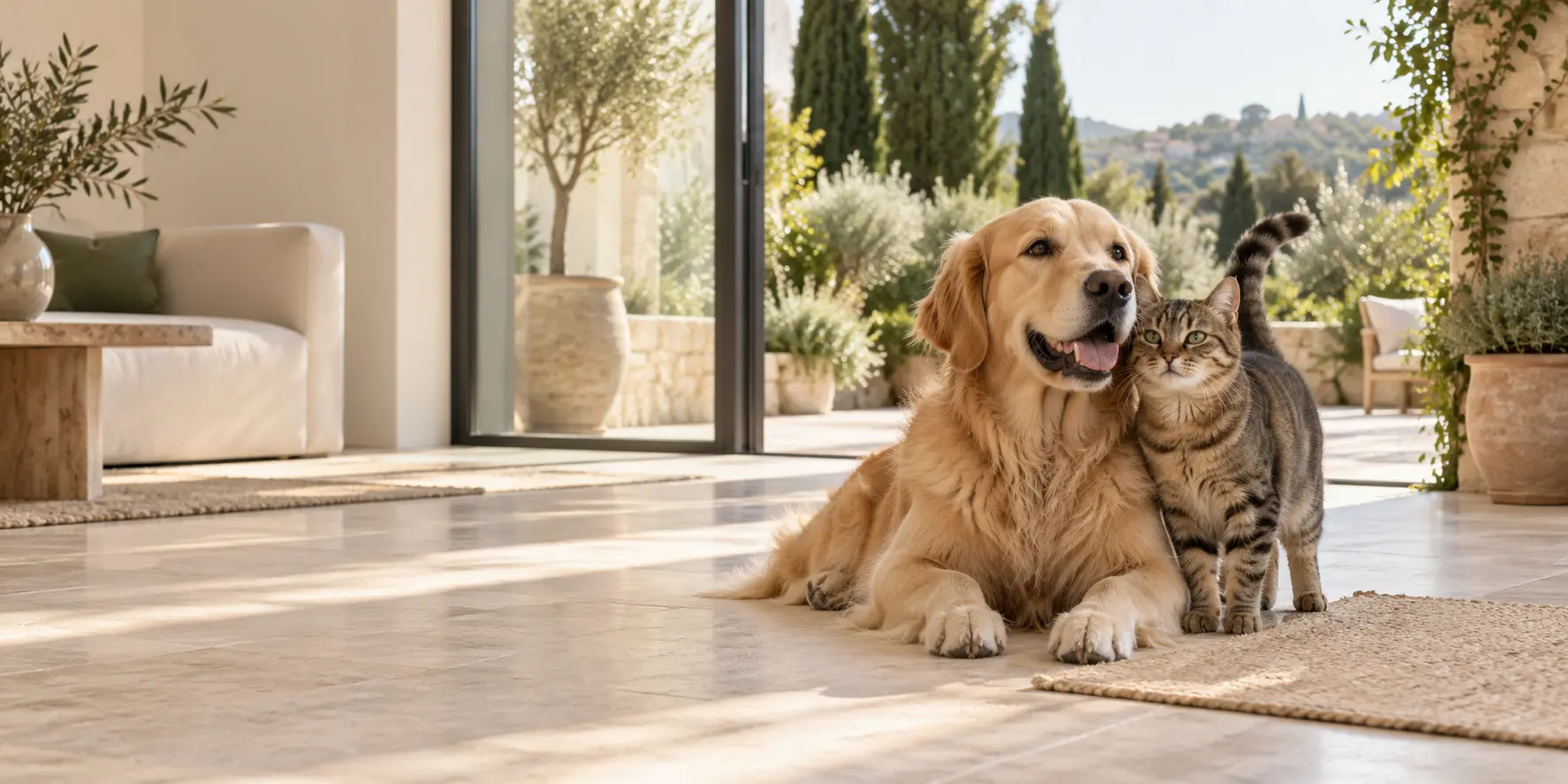 Cane e gatto felici insieme